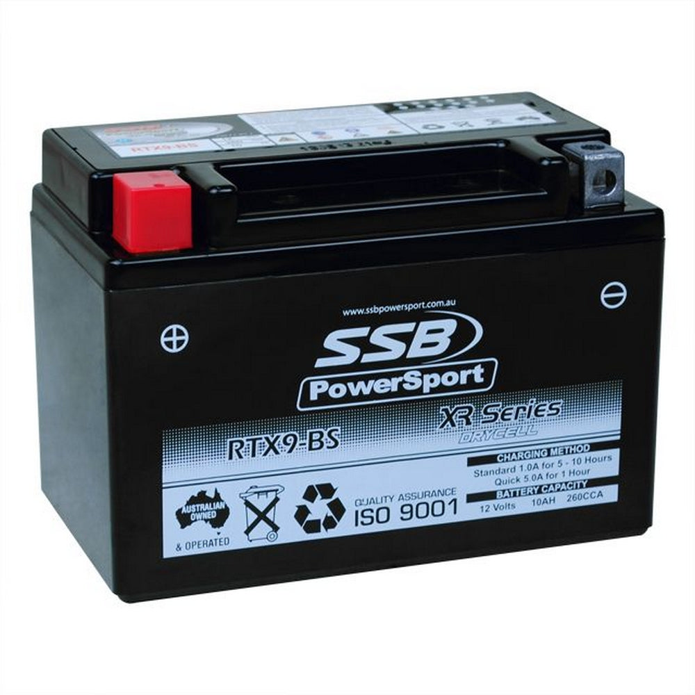 MOTORCYCLE AND POWERSPORTS BATTERY (YTX9-BS) AGM 12V 10AH 260CCA BY SSB HIGH PERFORMANCE