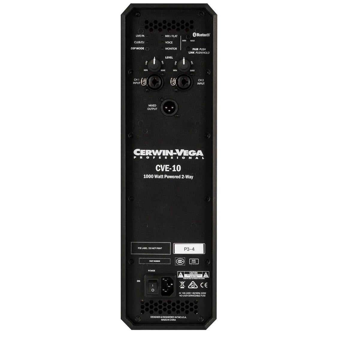 CERWIN VEGA CVE SERIES PRO AUDIO 10" POWERED BLUETOOTH 2-WAY FULL RANGE SPEAKER
