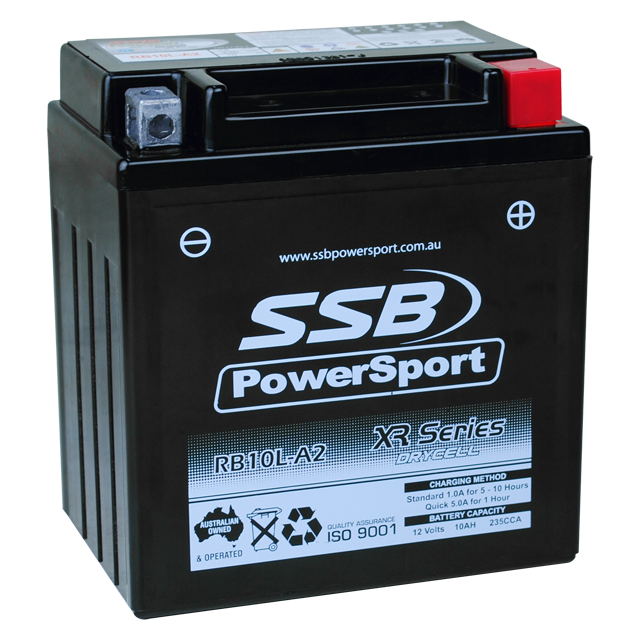 MOTORCYCLE AND POWERSPORTS BATTERY (YB10L-A2) AGM 12V 10AH 235CCA BY SSB HIGH PERFORMANCE