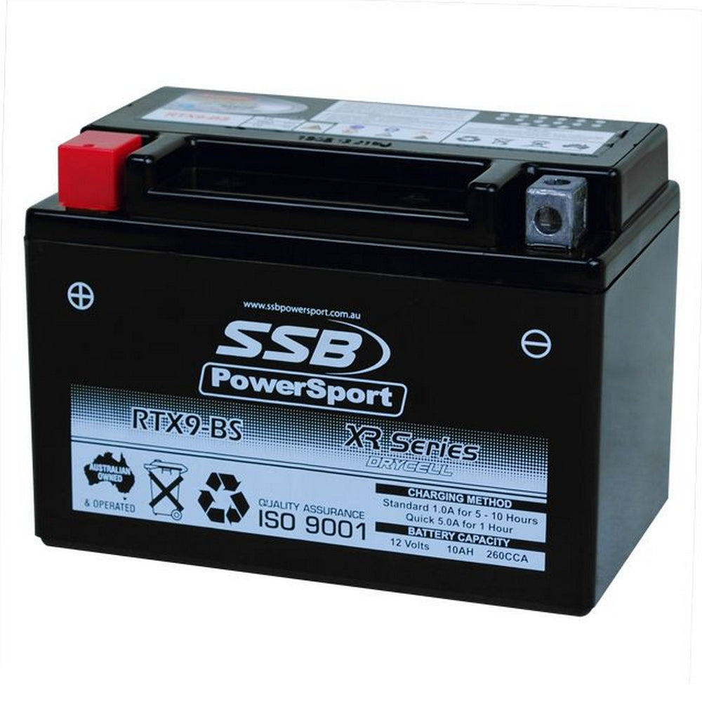 MOTORCYCLE AND POWERSPORTS BATTERY (YTX9-BS) AGM 12V 10AH 260CCA BY SSB HIGH PERFORMANCE