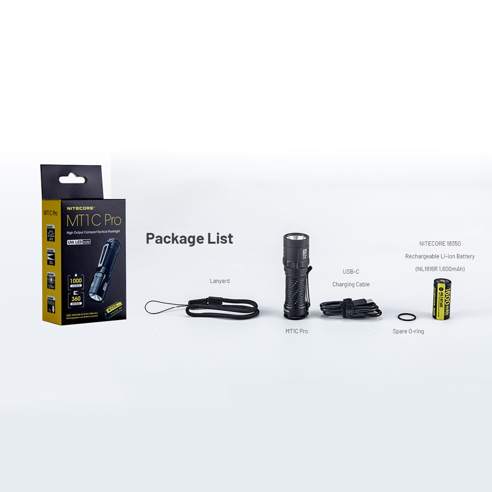 NITECORE MT1C PRO 1000 LUMEN IP68 EDC FLASHLIGHT 505 YARDS THROW