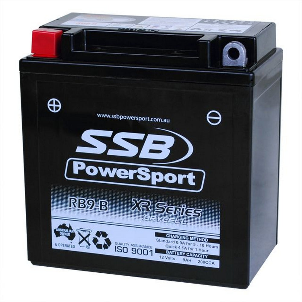 MOTORCYCLE AND POWERSPORTS BATTERY (YB9-B) AGM 12V 9AH 200CCA BY SSB HIGH PERFORMANCE
