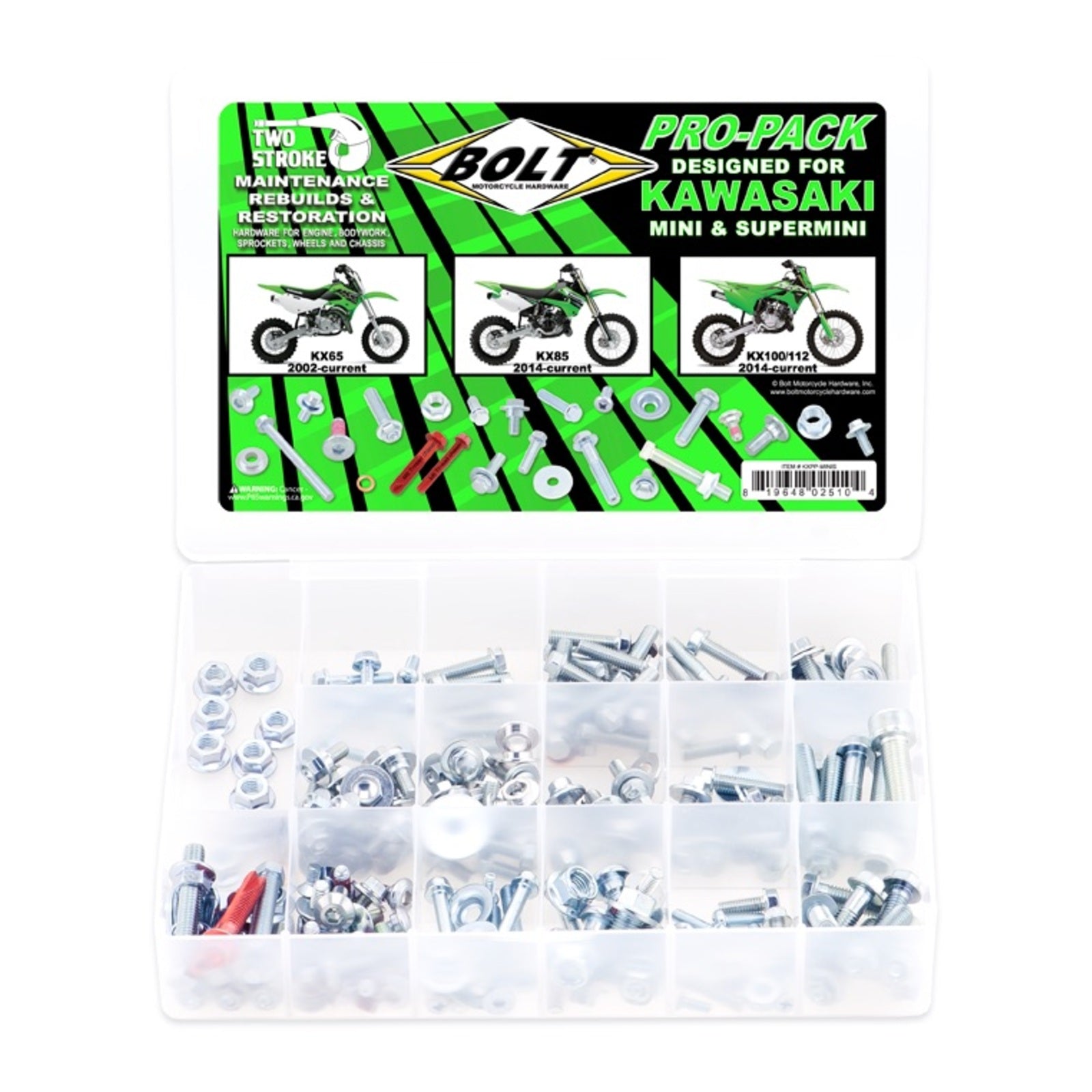Bolt 2-Stroke Pro Pack for Kawasaki Mini ’02+ KX65, ’14+ KX85 / 100 / 112