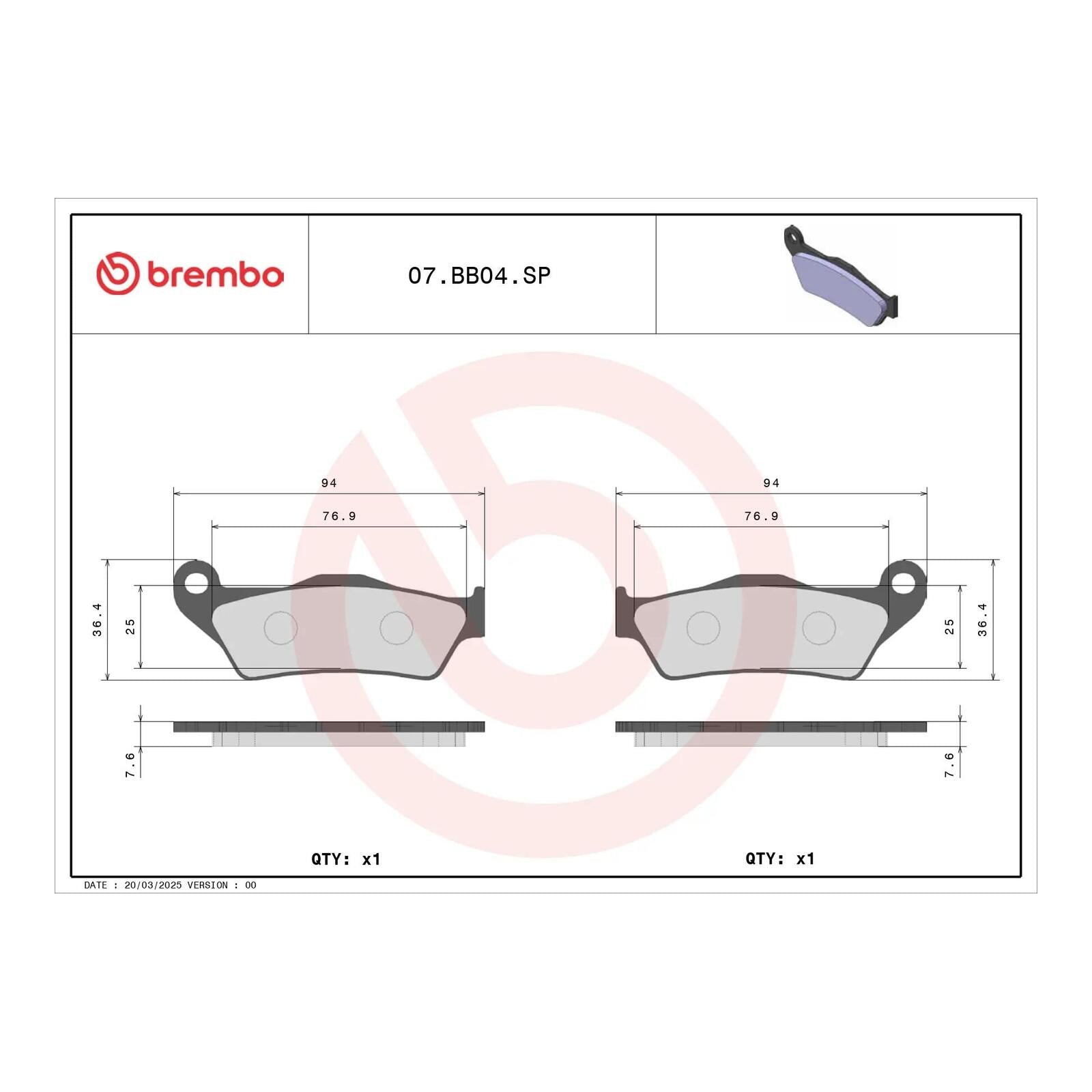 Brembo Prime Sinter Rear Brake Pads 07BB04SP