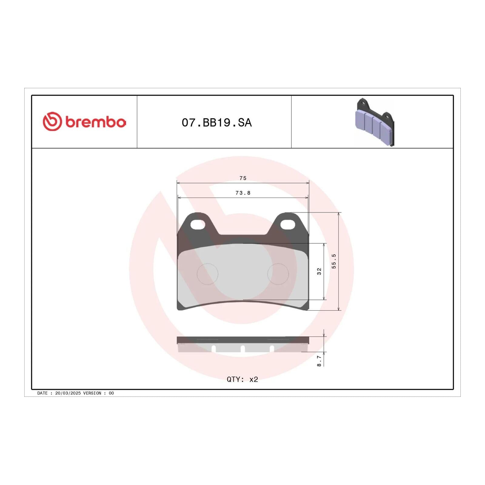 Brembo Prime Sinter Front Brake Pads 07BB19SA