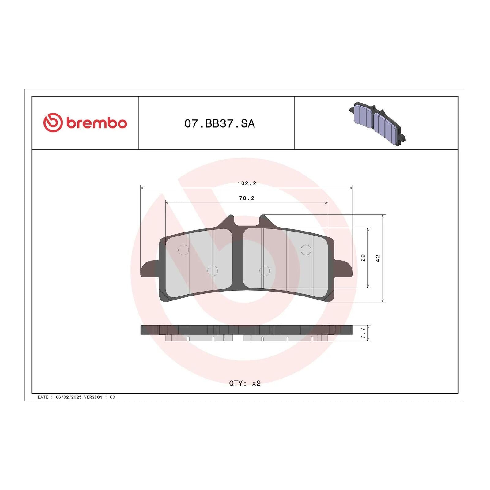 Brembo Prime Sinter Front Brake Pads 07BB37SA