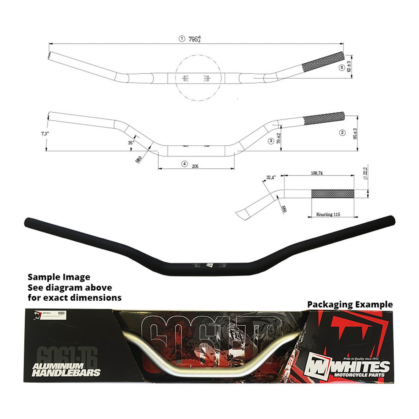WMP Handlebar Taper AL6061 Black CR High 1-1/8 (28.6mm)