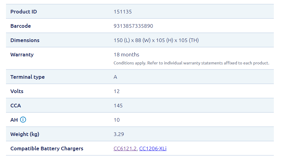 Century YT12A-BS Maintenance Free Agm Battery