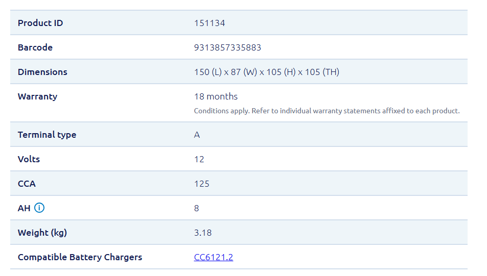 Century YTX9-BS Maintenance Free Agm Battery