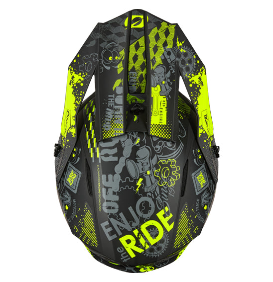 O'Neal Youth 1SRS VIBRANT Helmet - Black/Neon Yellow
