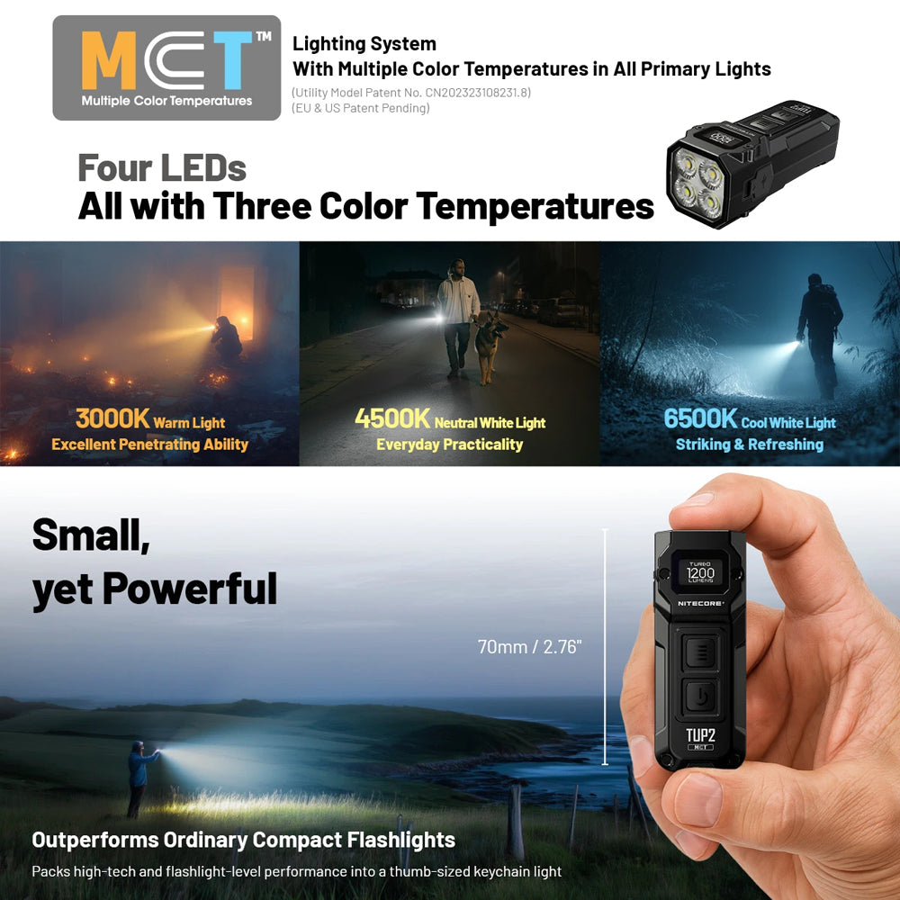 NITECORE TUP 1200 LUMEN RECHARGEABLE EDC FLASHLIGHT BLUE