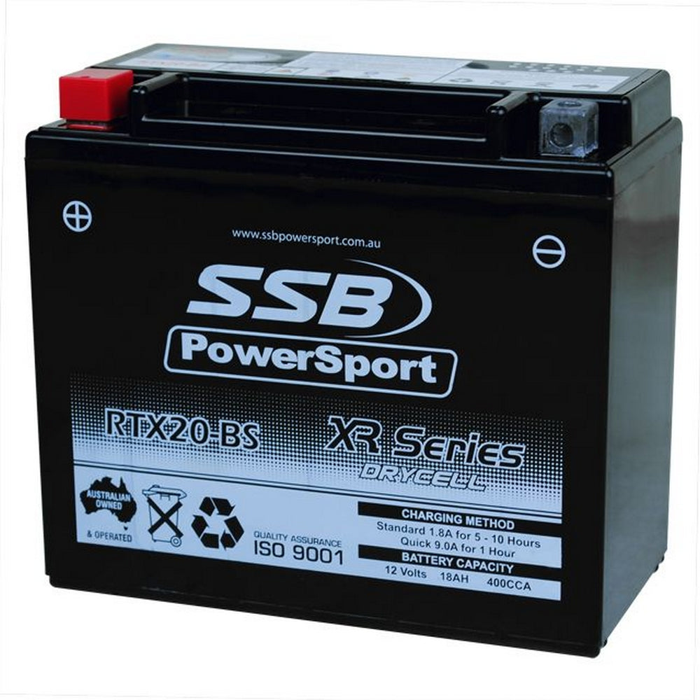 MOTORCYCLE AND POWERSPORTS BATTERY (YTX20-BS) AGM 12V 18AH 400CCA BY SSB HIGH PERFORMANCE