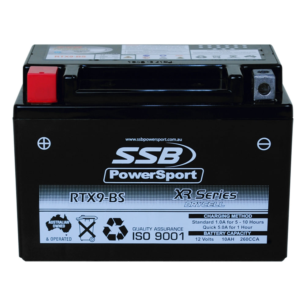 MOTORCYCLE AND POWERSPORTS BATTERY (YTX9-BS) AGM 12V 10AH 260CCA BY SSB HIGH PERFORMANCE