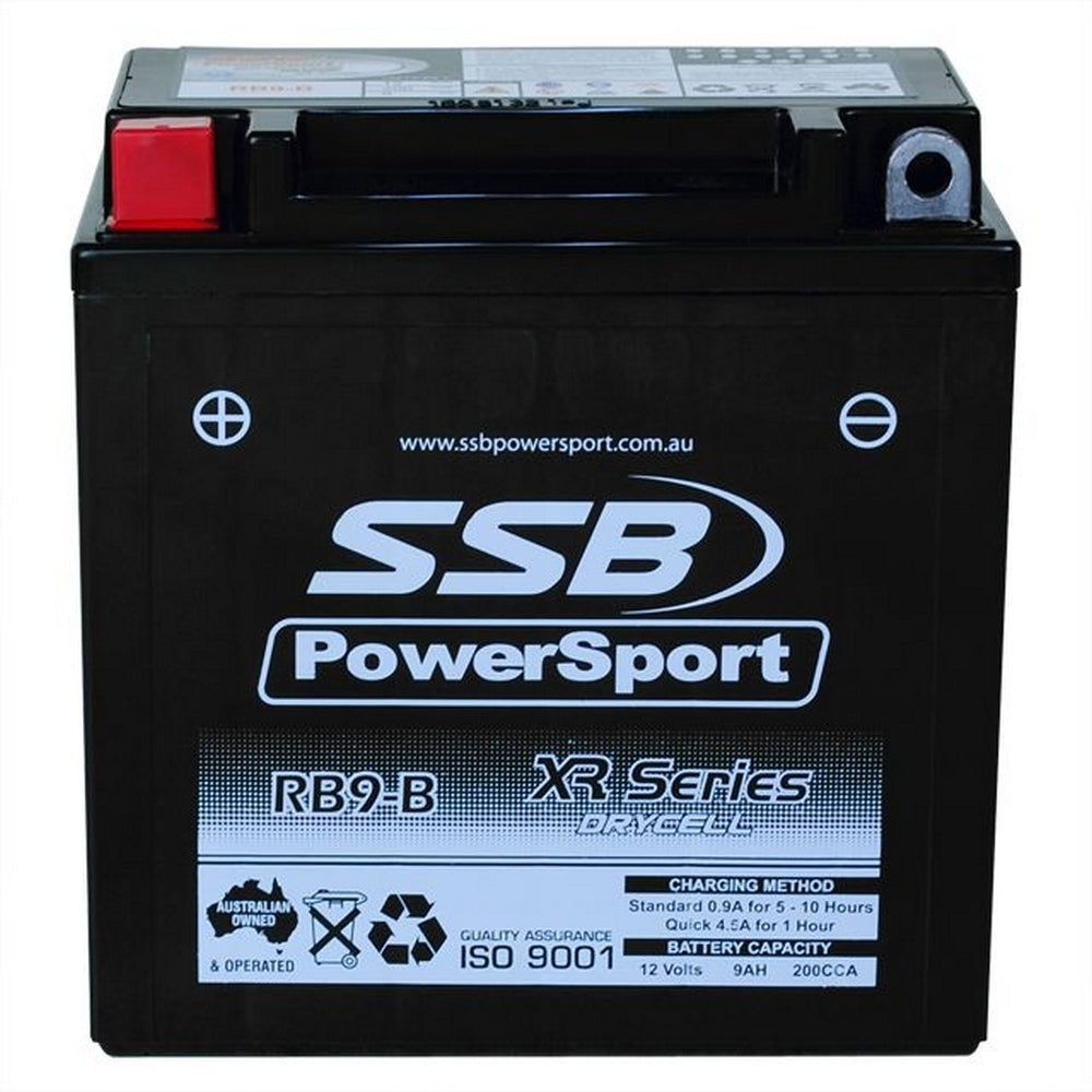 MOTORCYCLE AND POWERSPORTS BATTERY (YB9-B) AGM 12V 9AH 200CCA BY SSB HIGH PERFORMANCE