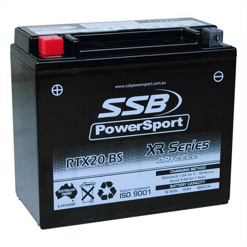 MOTORCYCLE AND POWERSPORTS BATTERY (YTX20-BS) AGM 12V 18AH 400CCA BY SSB HIGH PERFORMANCE