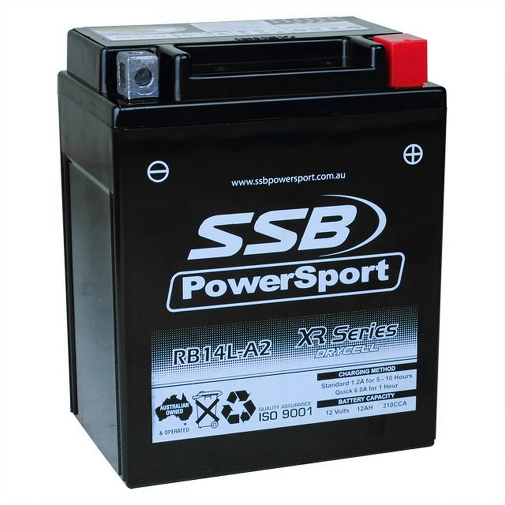 MOTORCYCLE AND POWERSPORTS BATTERY (YB14L-A2) AGM 12V 12AH 310CCA BY SSB HIGH PERFORMANCE