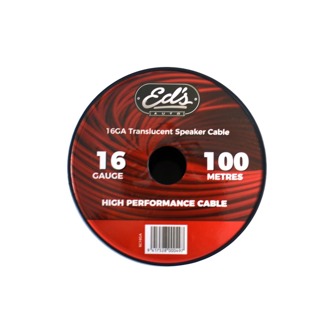 EDS 16 GAUGE CCA SPEAKER CABLE MATT FLEXIBLE TRANSLUCENT CLEAR 100M