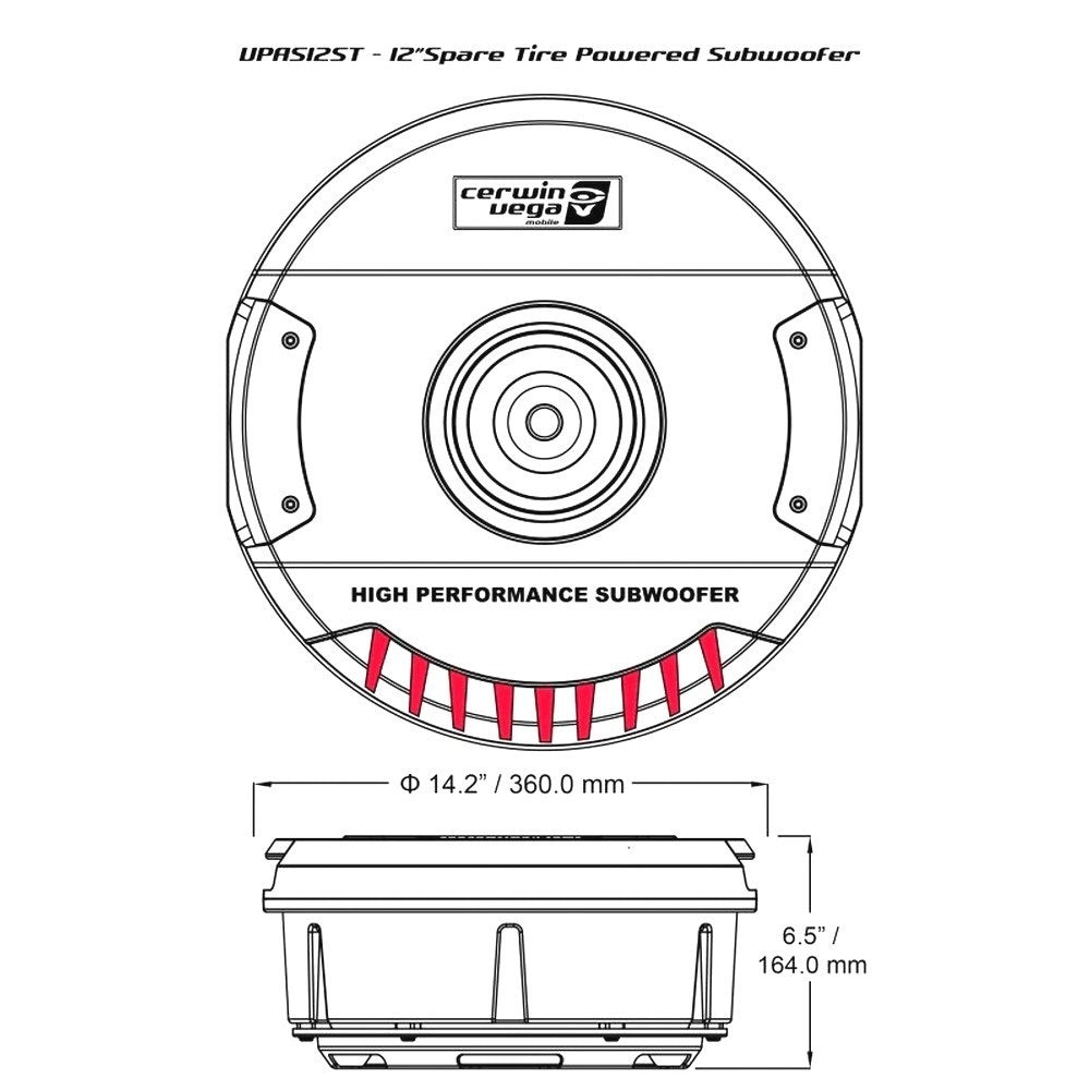 CERWIN VEGA 12" ACTIVE SPARE TYRE WHEEL SUBWOOFER 600 WATT MAX