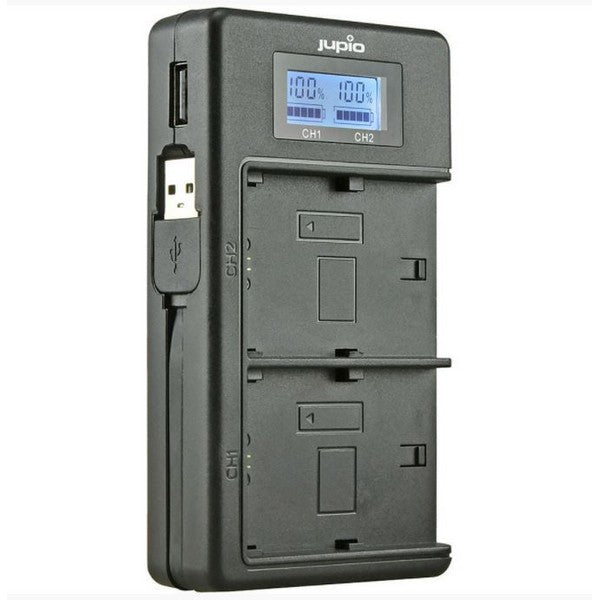 JUPIO USB DEDICATED DUO CHARGER WITH LCD FOR SONY NP-F550/F750/F970 BATTERIES