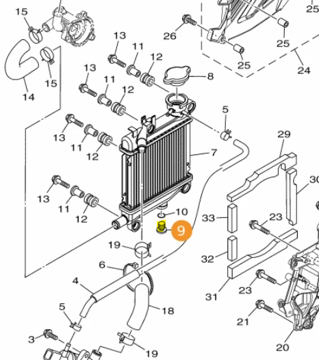 Genuine Yamaha OEM Radiator Conduit Bolt 33S-E2615-00