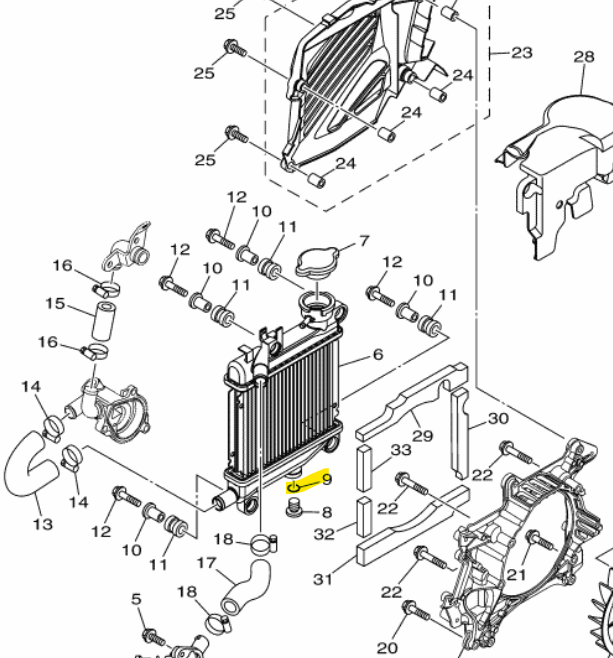 Genuine Yamaha OEM Radiator Conduit O-Ring 33S-E2843-00