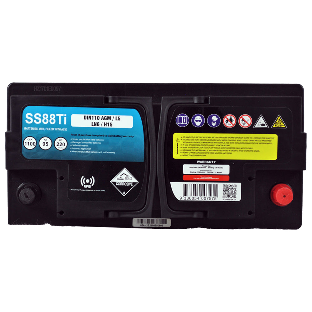 MOTORCYCLE AND POWERSPORTS BATTERY STOP START VRLA (AGM) 12V 1100CCA 95AH LEAD ACID