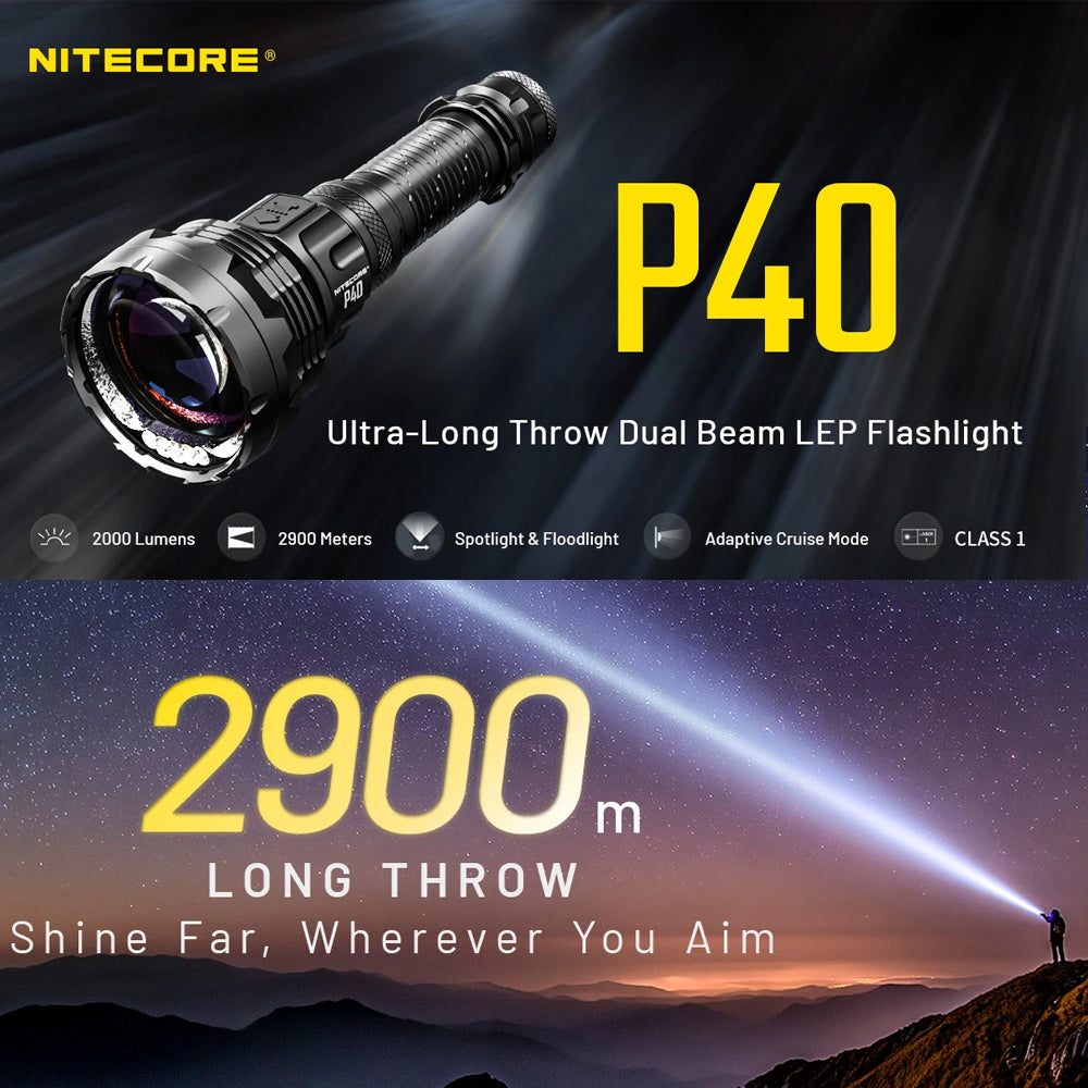 NITECORE P40 2000 LUMEN LONG THROW FLASHLIGHT
