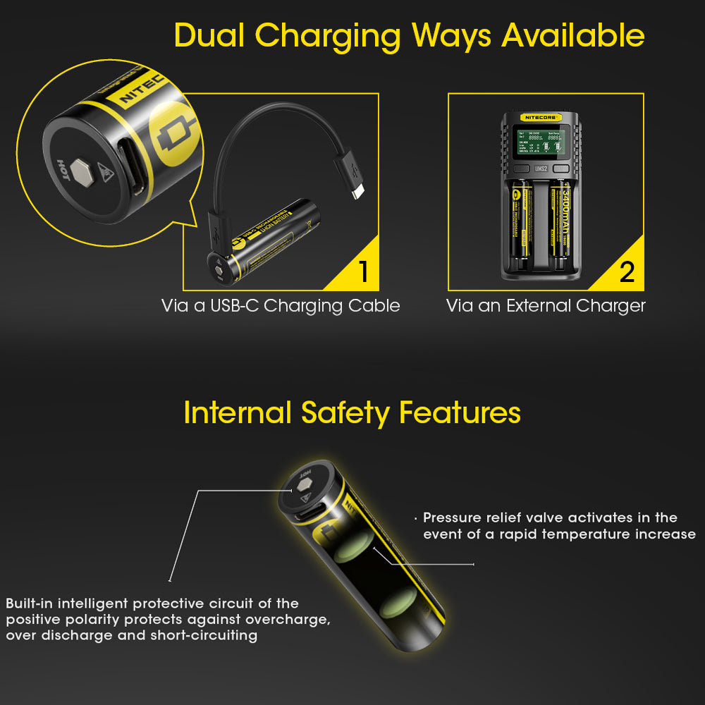 NITECORE 18650 RECHARGEABLE BATTERY 3.7V 3400MAH